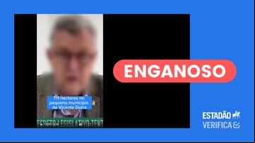 Imagem retangular com fundo azul. No canto inferior direito há a logo do Estadão Verifica na cor branca. Mais acima lê-se "Enganoso", que é a etiqueta de classificação da postagem. O restante da imagem é ocupado por uma captura de tela que mostra o senador Luis Carlos Heinze concedendo uma entrevista para a Jovem Pan News. Ele é um homem branco e idoso. Na imagem, porém , o seu rosto está borrado. Foto: Reprodução/Instagram