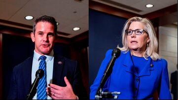 Imagens de arquivo dos deputados republicanos Adam Kinzinger (E) e Liz Cheney, censurados pelo partido. Foto: Jim Lo Scalzo Arquivo / EFE