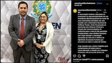 Luciane Barbosa Faria e o secretário nacional de políticas penais do MJ, Rafael Velasco Brandani. Foto: Reprodução: Instagram/ @associacaoliberdadedoam